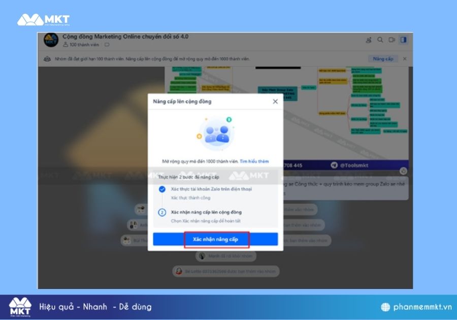 Chọn Xác nhận nâng cấp