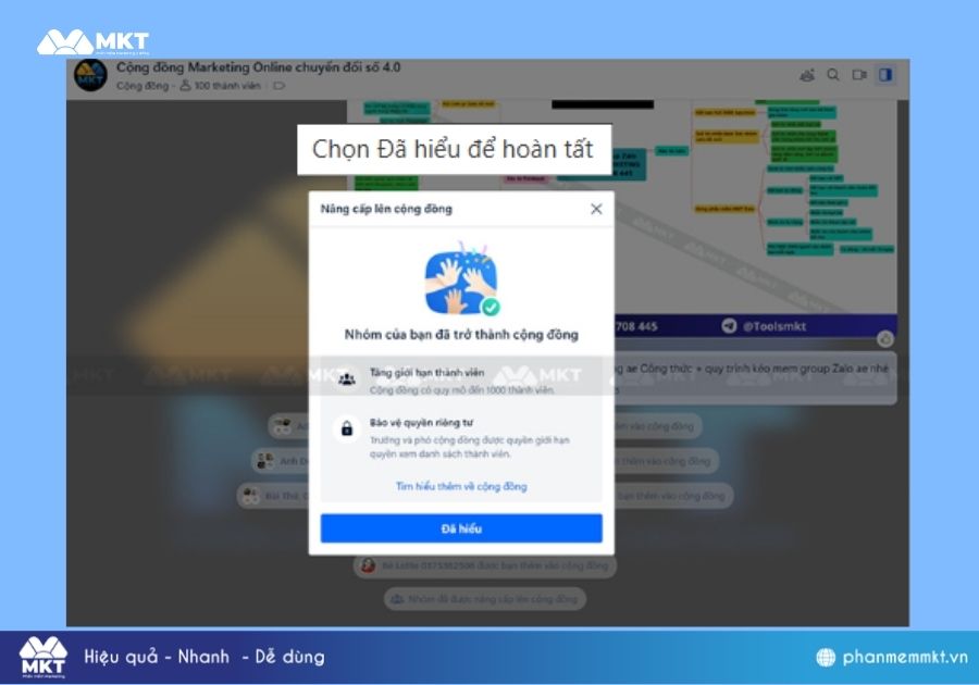 Chọn Đã hiểu để hoàn tất